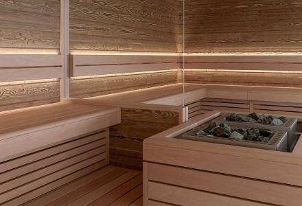 Sauna im Wellnessbereich des Familienhotel Gorfion Liechtenstein