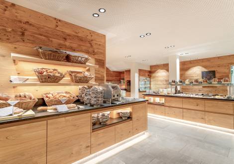 Buffetbereich im Familienhotel Gorfion Liechtenstein