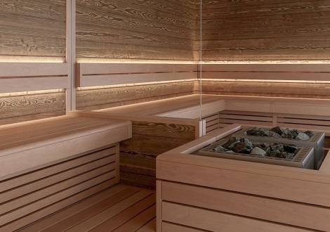 Sauna im Wellnessbereich des Familienhotel Gorfion Liechtenstein