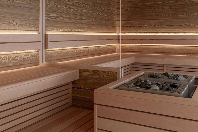 Sauna im Wellnessbereich des Familienhotel Gorfion Liechtenstein