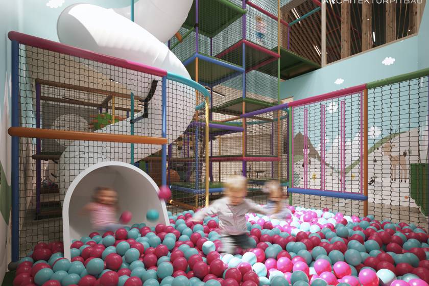 Grafik Neubau Bällebad Familienhotel Gorfion Liechtenstein